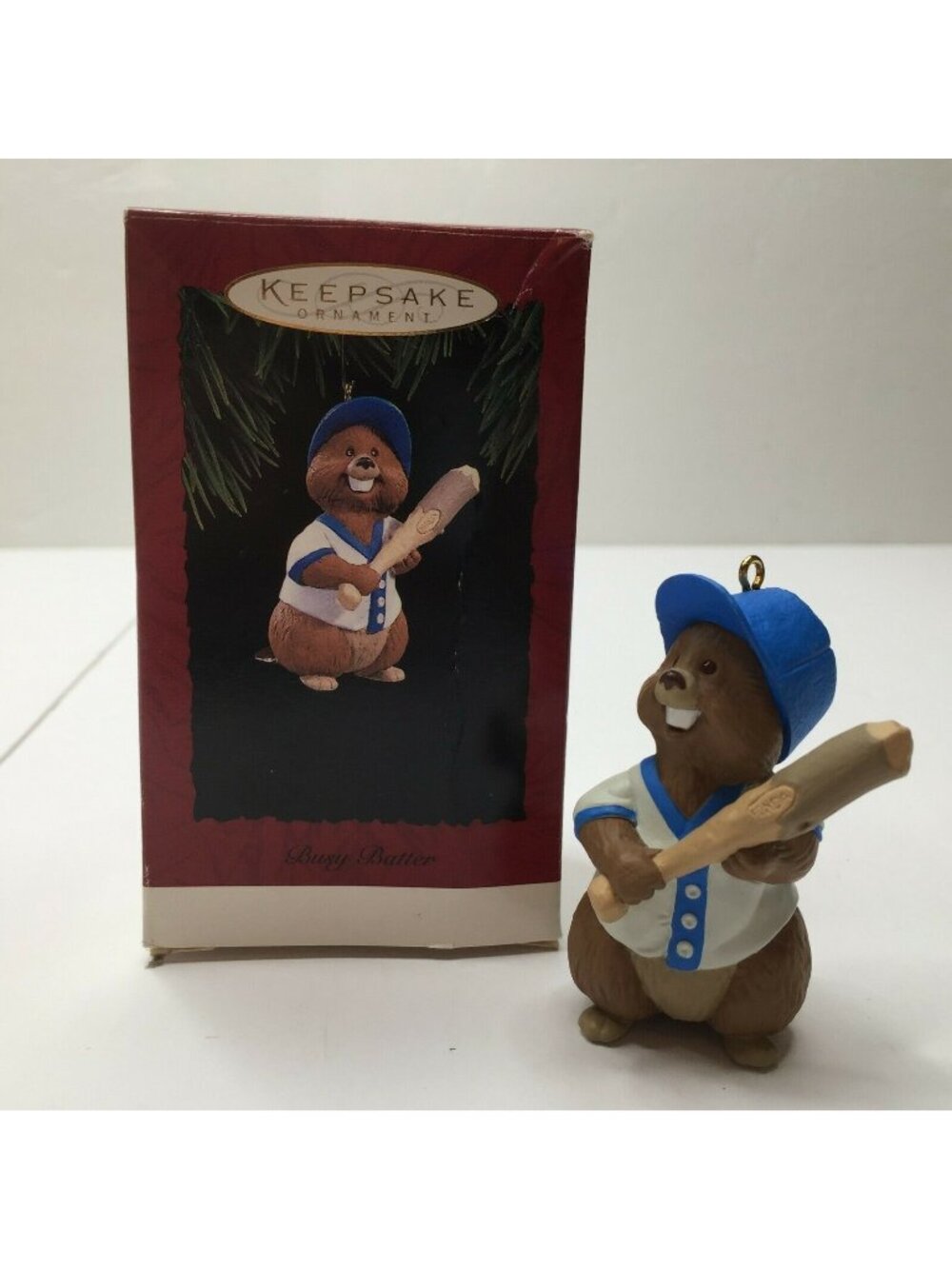 Busy Batter Keepsake Ornament 1994 Wood Sox Beaver Baseball Figurine With Box